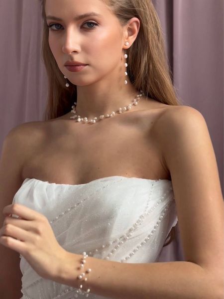 Weightless maxi pearl necklace (5 strands), Steel, фріформ