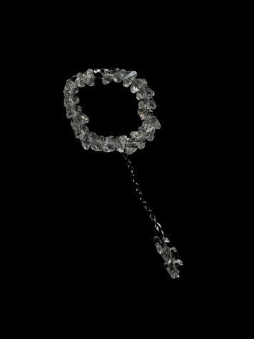Crystal ring with a flat chain, Steel, прозорий, 15-17