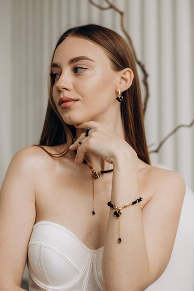 Bracelet transformer "Viola black", Steel, сердечко чорне, чорний