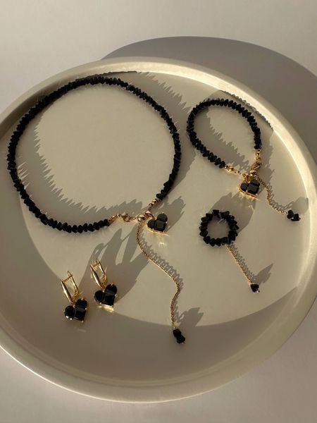 Bracelet transformer "Viola black", Steel, сердечко чорне, чорний