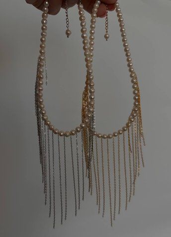 Necklace with Multi-Chain Fringe, Steel