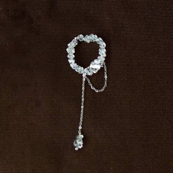 Crystal Ring with Chain Hoop, size description, Steel