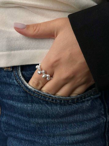 Baroque pearl ring, Steel