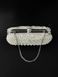 Removable short classic clutch strap, silver color