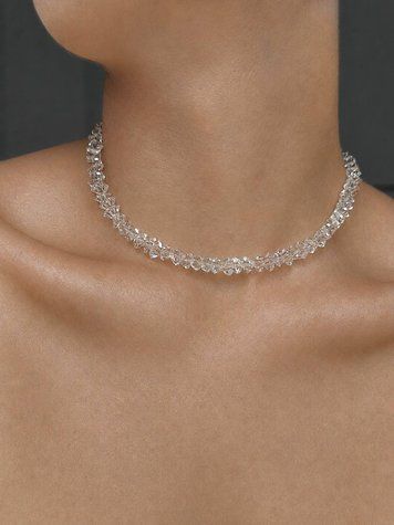 Shining necklace "Classic crystals", Steel, прозорий, 8 mm