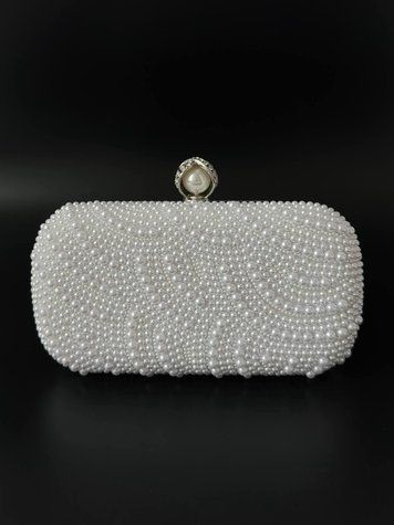 Clutch bag "Silver pearls" double-sided, silver color