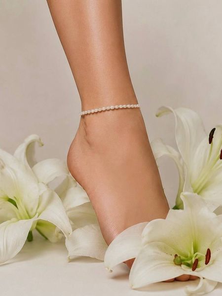 Classic pearl anklet, Steel, рис