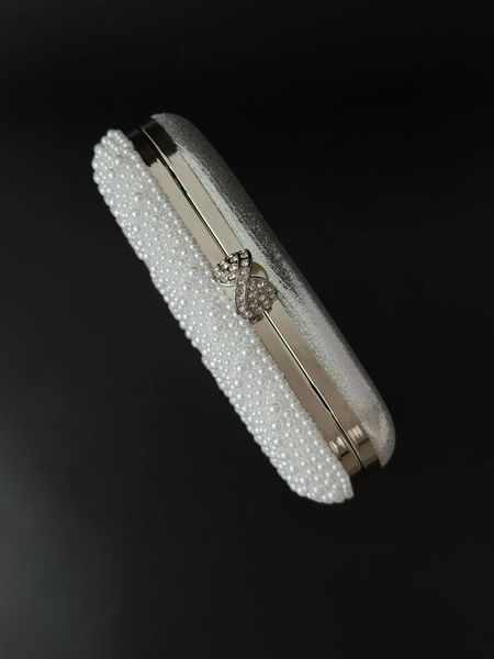 Clutch bag "Silver pearls" double-sided, silver color