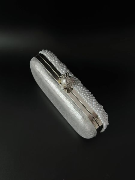 Clutch bag "Silver pearls" double-sided, silver color