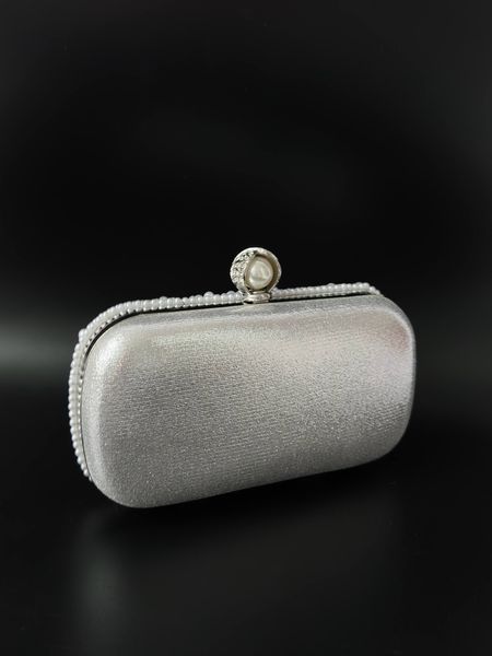 Clutch bag "Silver pearls" double-sided, silver color
