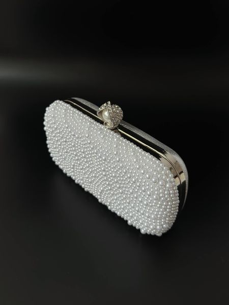 Clutch bag "Silver pearls" double-sided, silver color