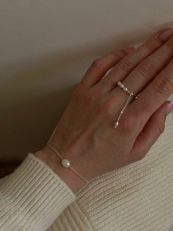 Bracelet with pearl "Solo", Silver plating, рис
