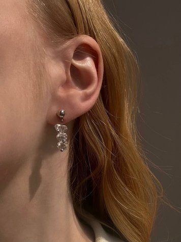 Earrings with shining crystals, Steel