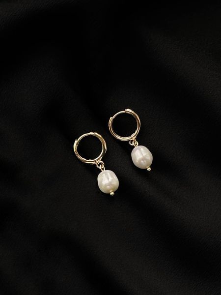 Laconic earrings with pearls, Steel