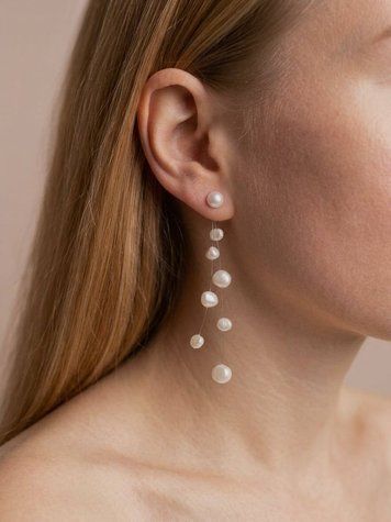 Double Weightless Transformer Earrings, Silver plating, фріформ