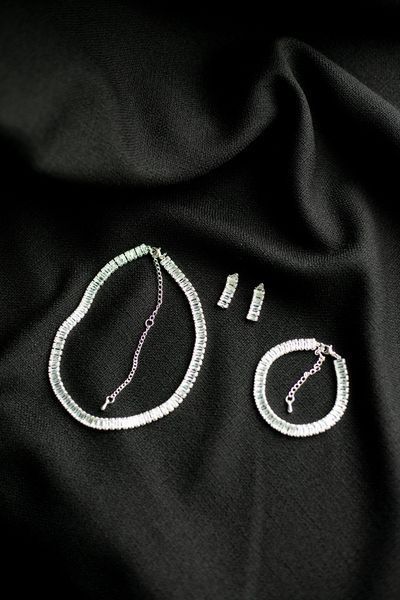 Tennis necklace, silver color