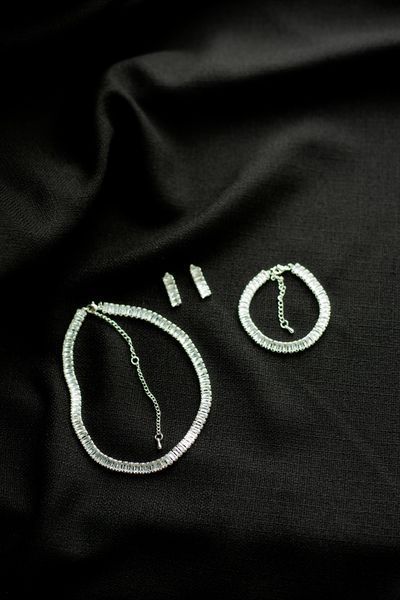 Tennis necklace, silver color