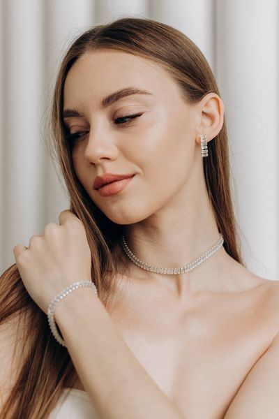 Tennis necklace, silver color