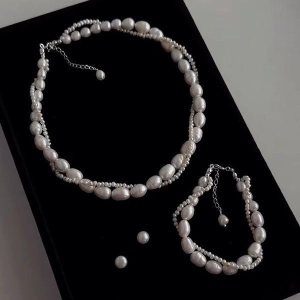 Double Pearl Bracelet: Large + Micro-Pearls, Steel